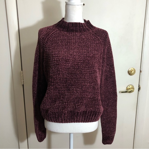 H & M DIVIDED WOMENS TURTLENECK WAFFLE KNIT EXTRA SOFT SWEATER SZ LG EGGPLANT - Picture 2 of 9